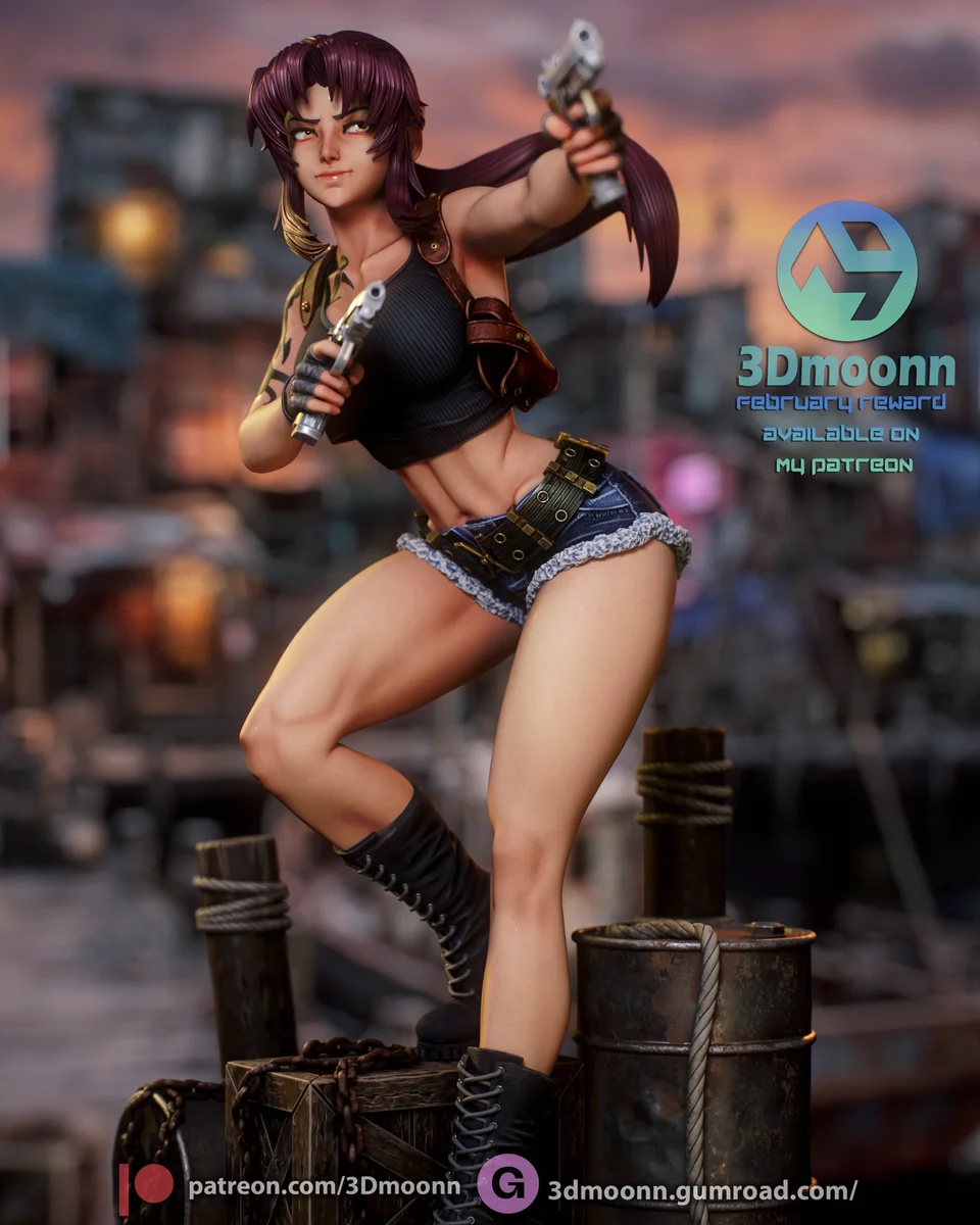 Revy | Fan Art | 3D Printed Resin Model Garage Kit | *Un-Painted* | 3DMoonn 5