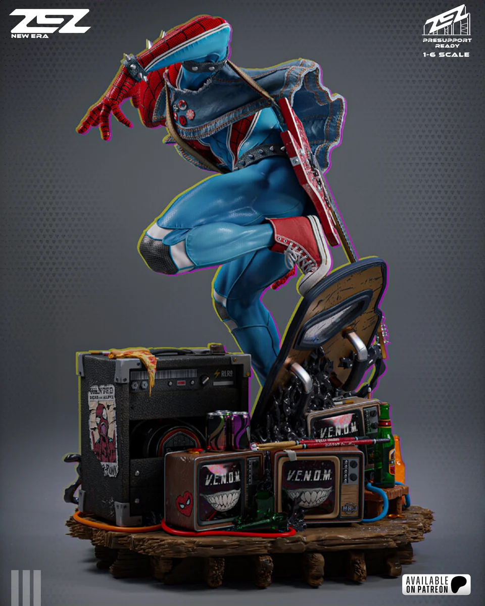 Spider-Punk | Fan Art | 3D Printed Resin Model Garage Kit | *Un-Painted* | ZEZ Studio 4