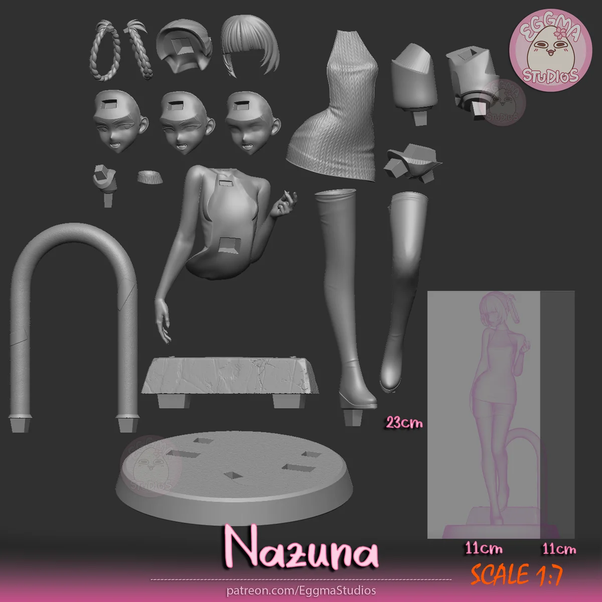 Nazuna | Fan Art | 3D Printed Resin Model Garage Kit | *Un-Painted* | EggmaStudios 17