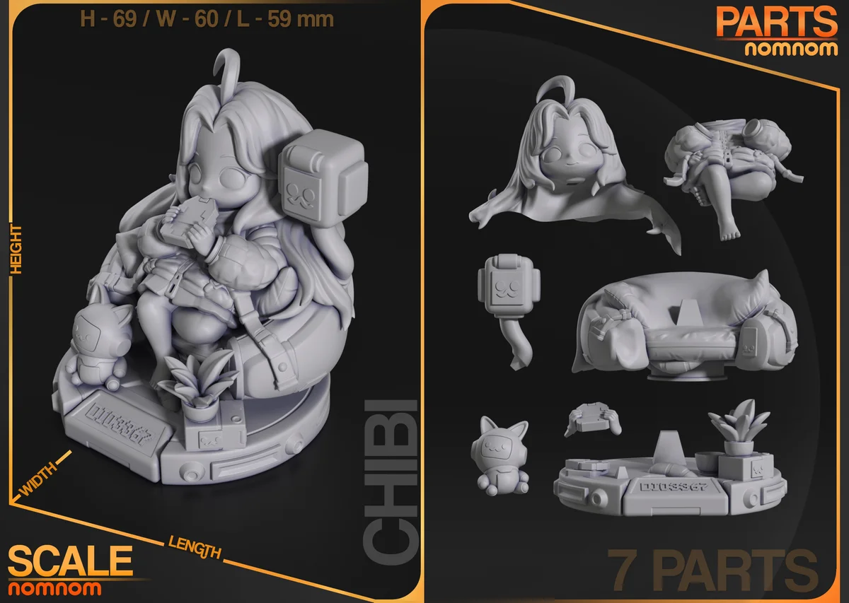 Chibi Diana | Fan Art | 3D Printed Resin Model Garage Kit | *Un-Painted* | Nomnom 7