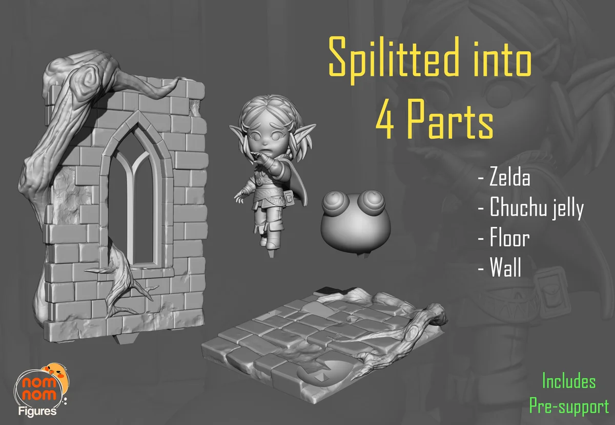 Chibi Zelda | Fan Art | 3D Printed Resin Model Garage Kit | *Un-Painted* | Nomnom 3
