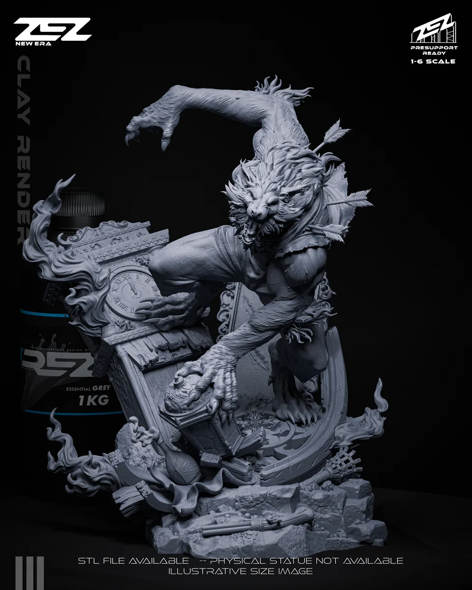 Werewolf | Fan Art | 3D Printed Resin Model Garage Kit | *Un-Painted* | ZEZ Studio 9