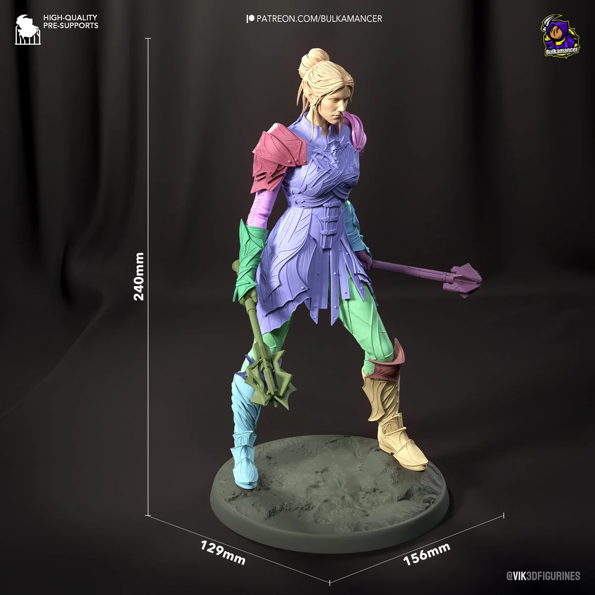 Drow Paladin | Fan Art | 3D Printed Resin Model Garage Kit | *Un-Painted* | Bulkamancer 4