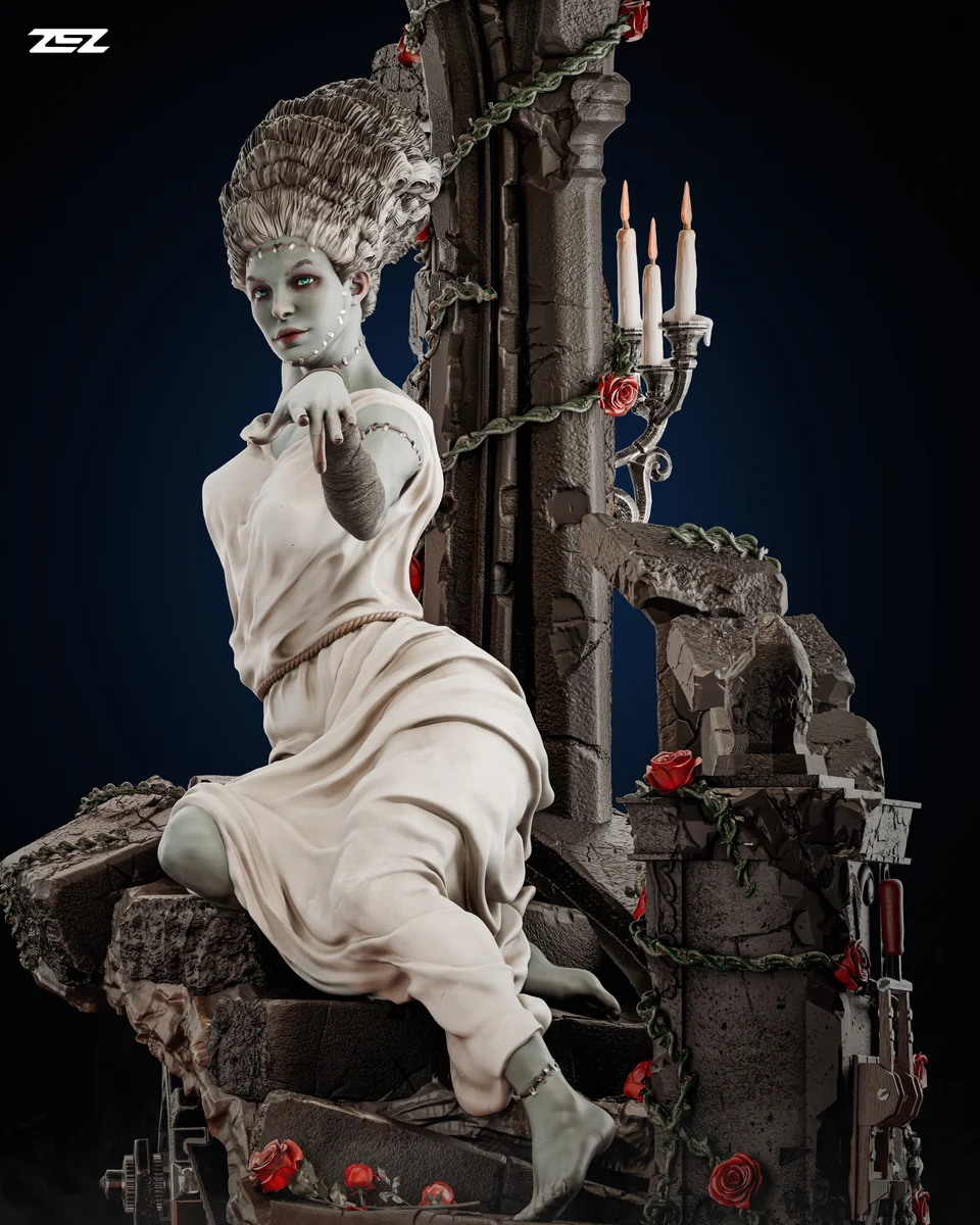 Bride of Frankenstein | Fan Art | 3D Printed Resin Model Garage Kit | *Un-Painted* | ZEZ Studio 5