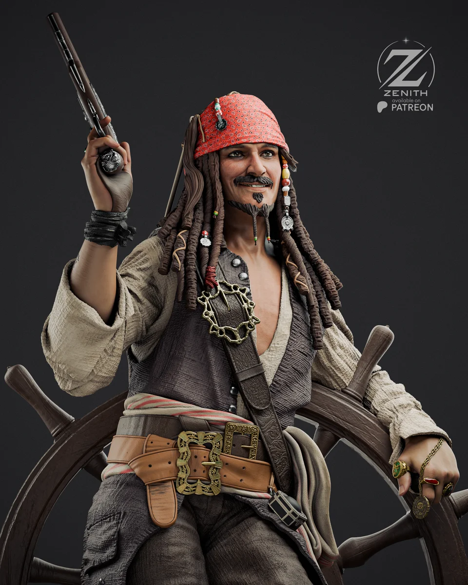Jack Sparrow | Fan Art | 3D Printed Resin Model Garage Kit | *Un-Painted* | Zenith Studios 6