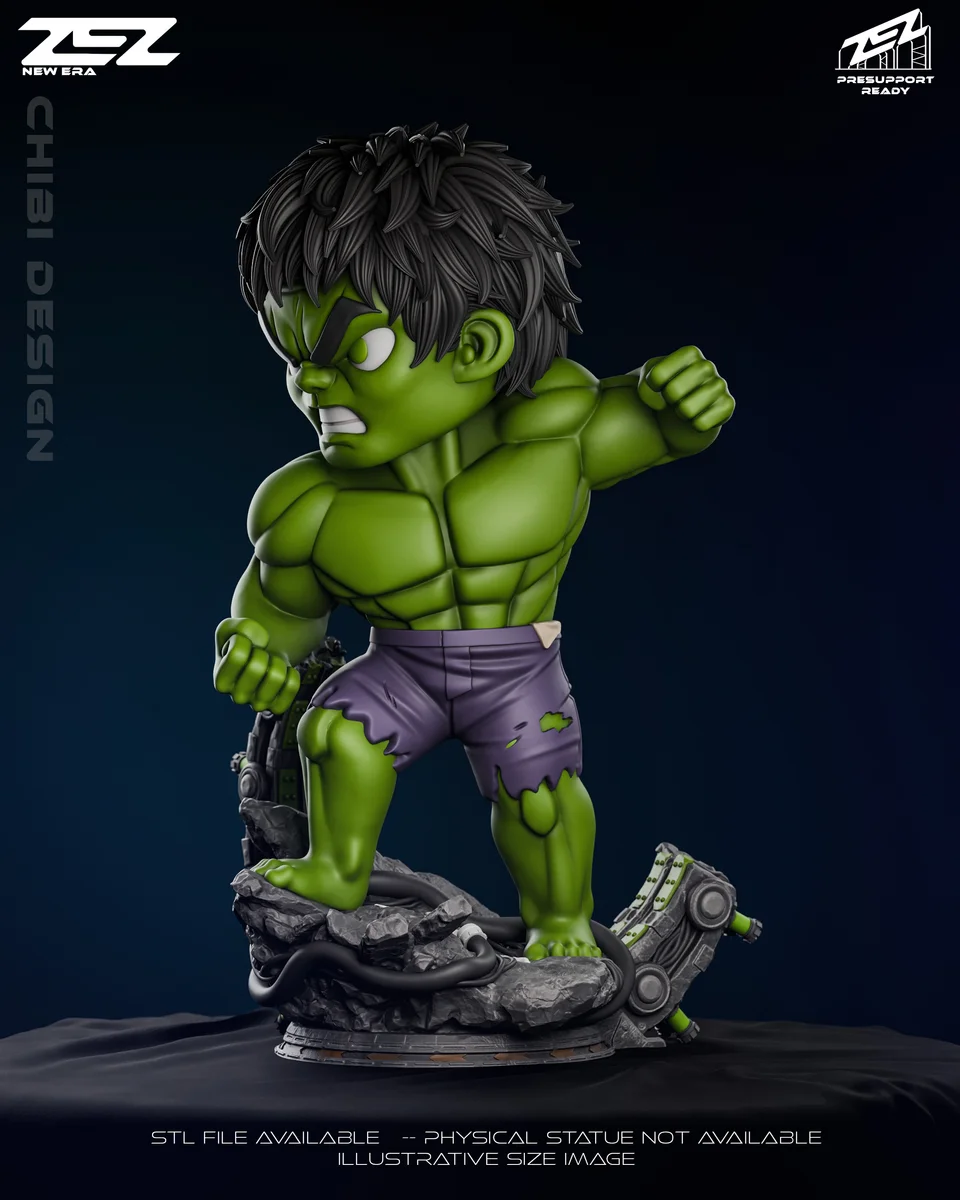 Chibi Hulk | Fan Art | 3D Printed Resin Model Garage Kit | *Un-Painted* | ZEZ Studio 4