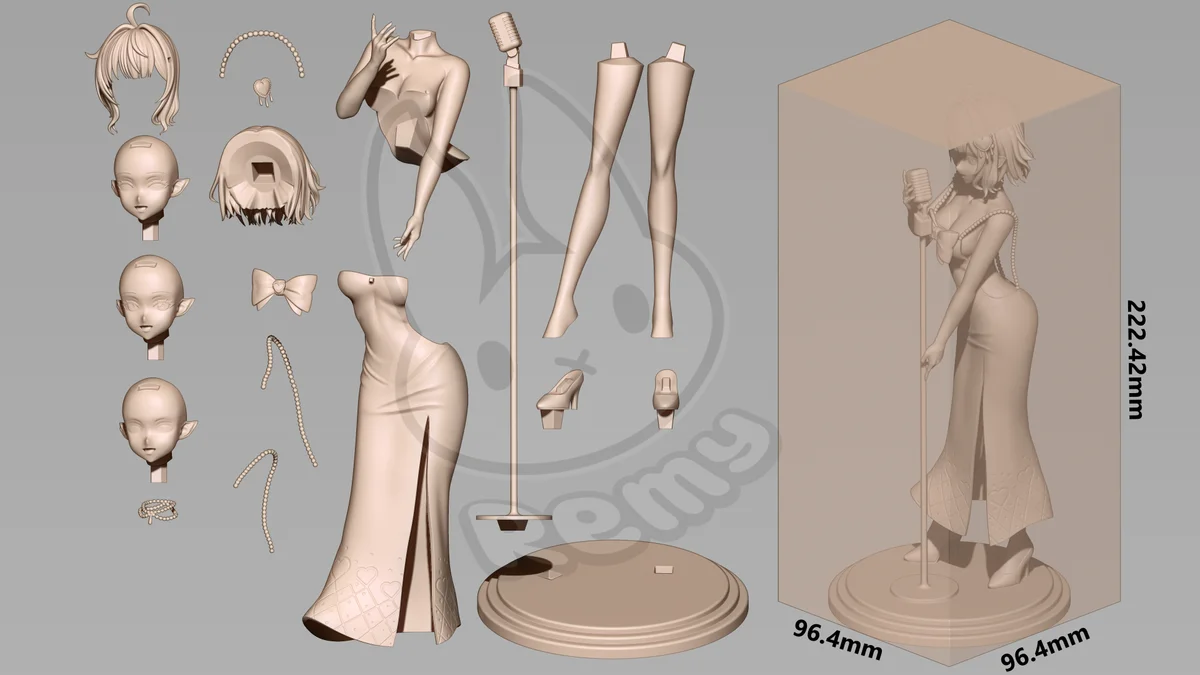 Mint Fantome (Dress) | Fan Art | 3D Printed Resin Model Garage Kit | *Un-Painted* | Remy Sculpts 7