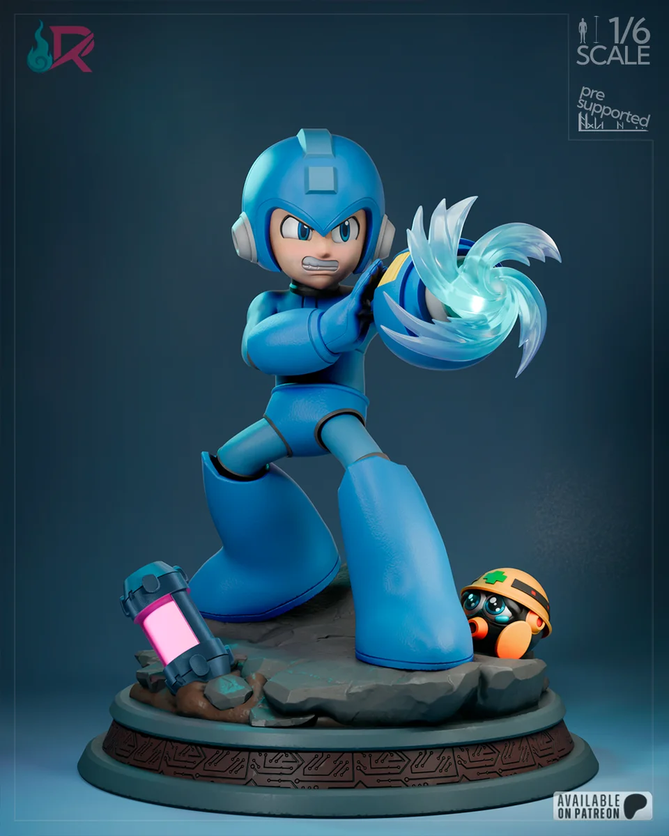 Megaman - Classic | Fan Art | 3D Printed Resin Model Garage Kit | *Un-Painted* | Rechtag