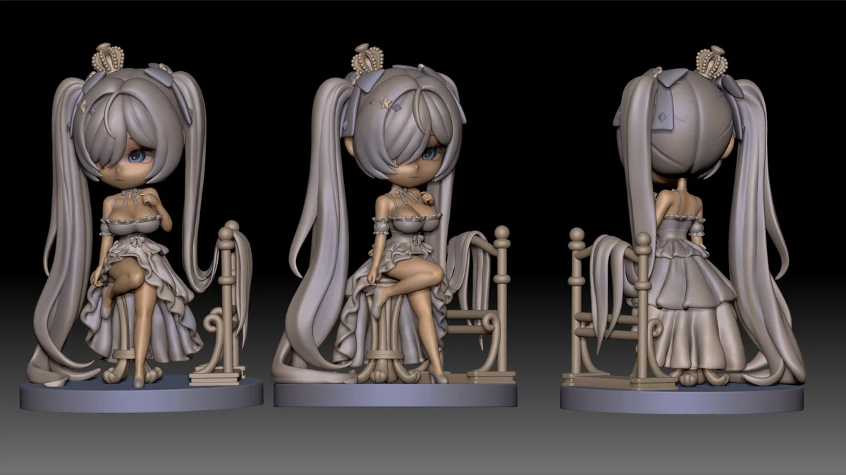 Chibi Cinderella: Glass Princess | Fan Art | 3D Printed Resin Model Garage Kit | *Un-Painted* | Sin3Dstudio
