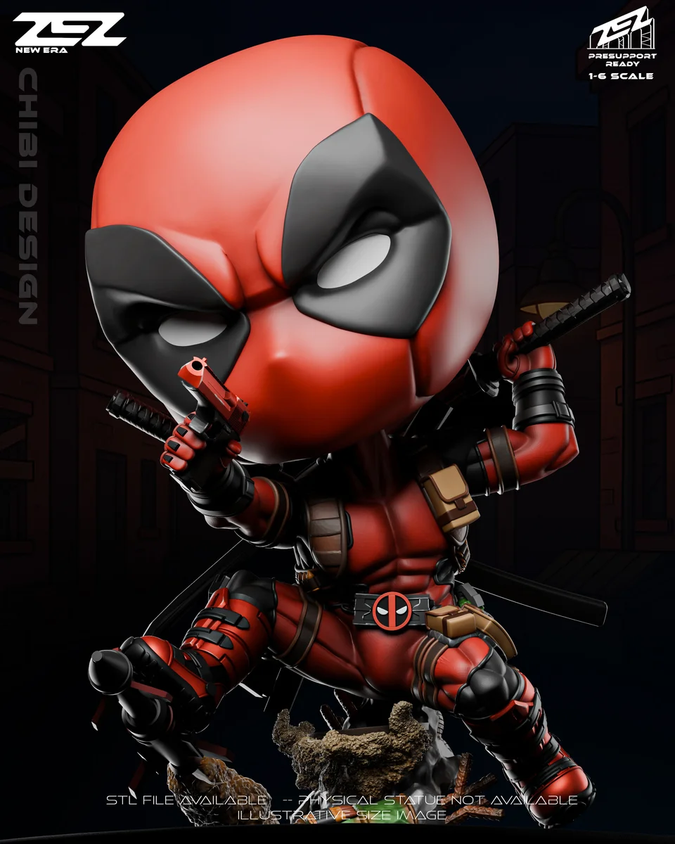 Chibi Deadpool | Fan Art | 3D Printed Resin Model Garage Kit | *Un-Painted* | ZEZ Studio