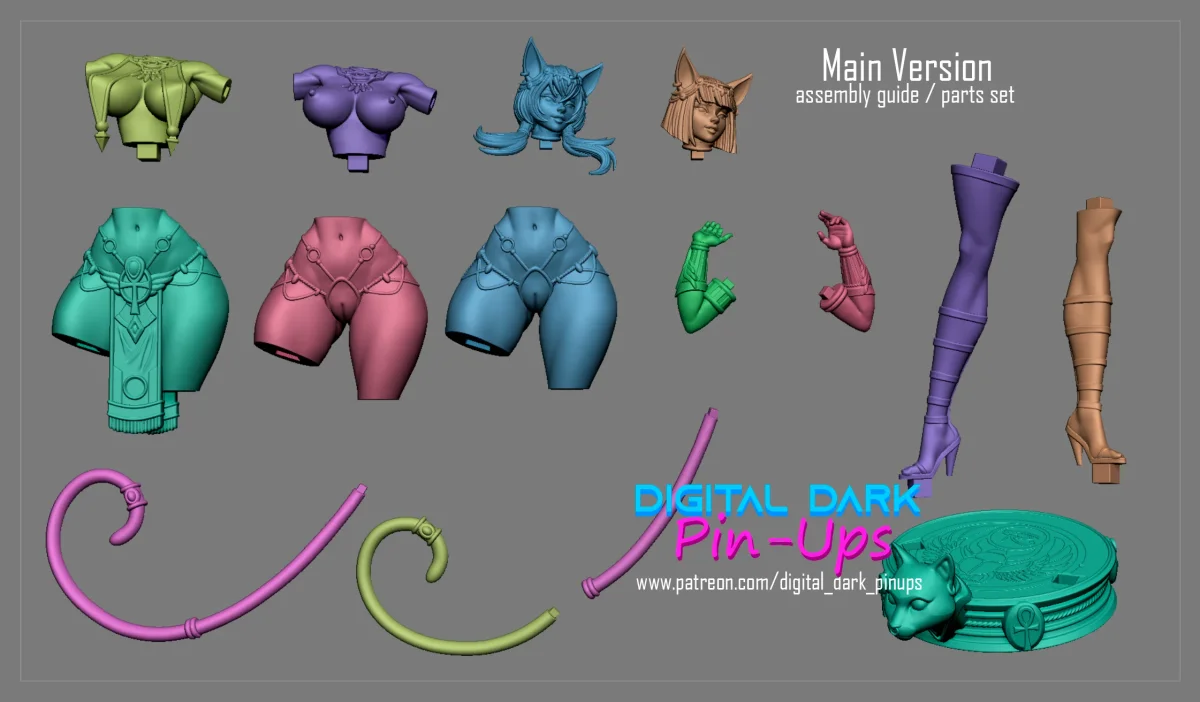 Egyptian Catgirl | Fan Art | 3D Printed Resin Model Garage Kit | *Un-Painted* | Digital Dark 7