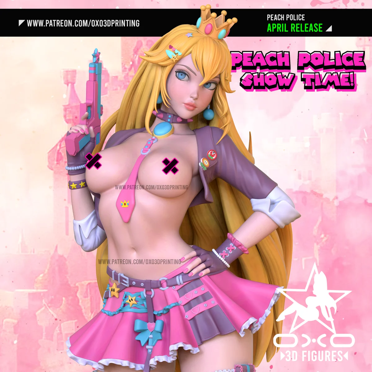 Peach Police | Fan Art | 3D Printed Resin Model Garage Kit | *Un-Painted* | OXO3D 6