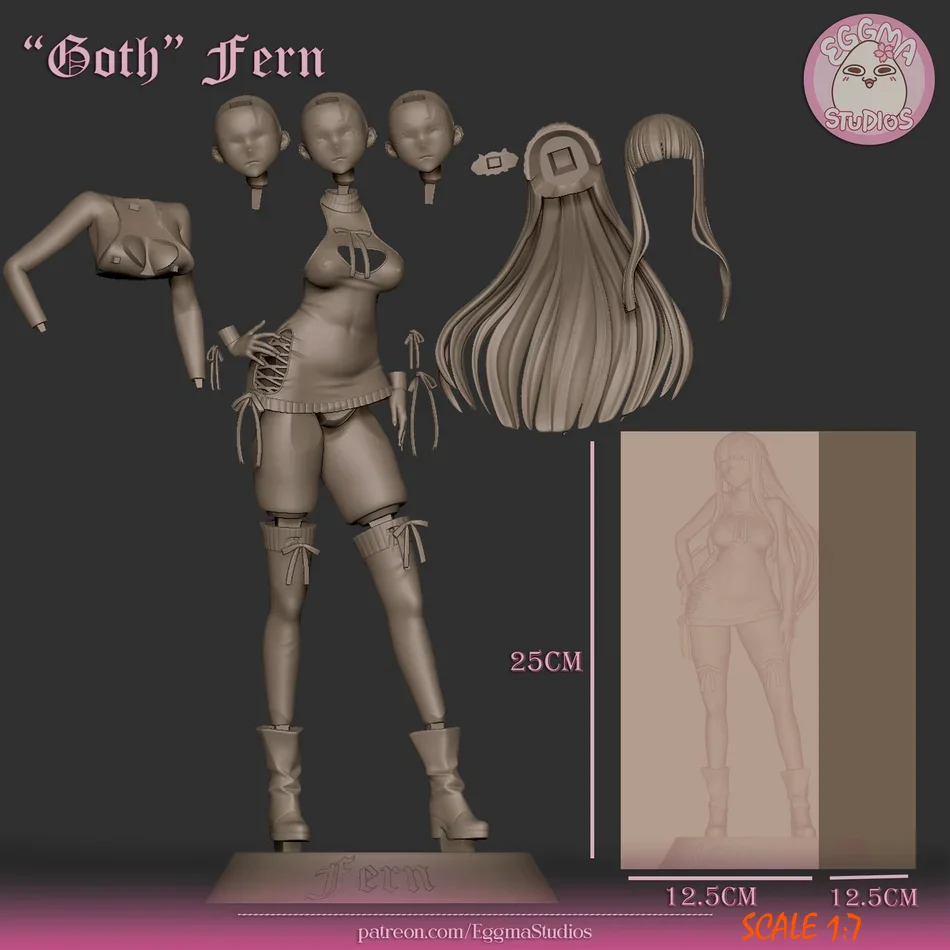 Goth Fern | Fan Art | 3D Printed Resin Model Garage Kit | *Un-Painted* | EggmaStudios 14