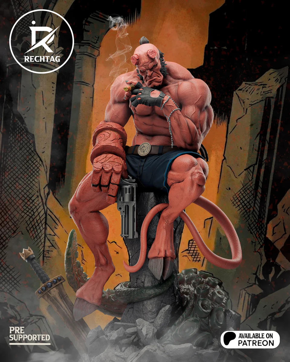 Hellboy | Fan Art | 3D Printed Resin Model Garage Kit | *Un-Painted* | Rechtag 3