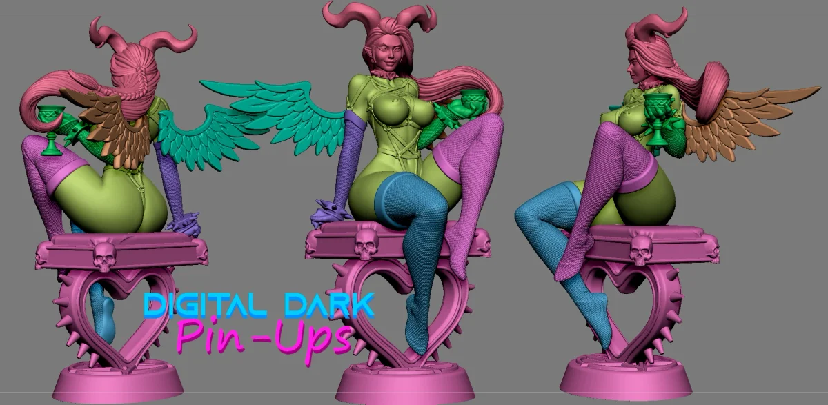 Succubus | Fan Art | 3D Printed Resin Model Garage Kit | *Un-Painted* | Digital Dark 4