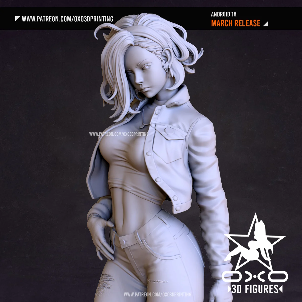 Android 18 | Fan Art | 3D Printed Resin Model Garage Kit | *Un-Painted* | OXO3D 6