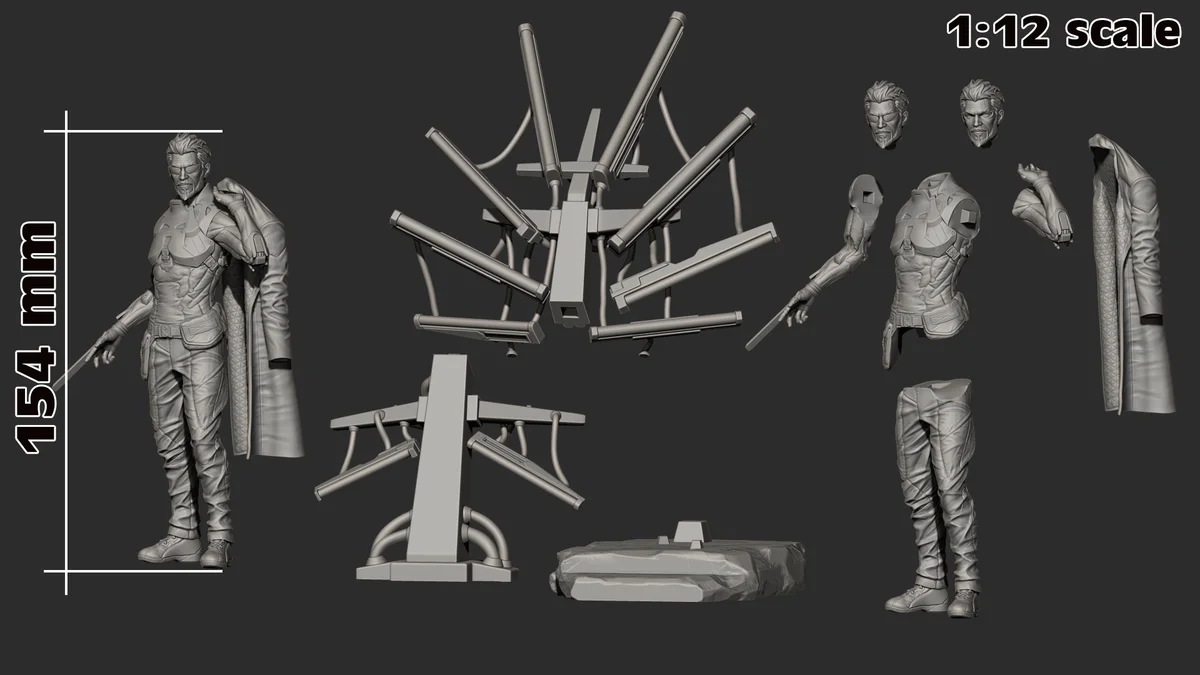 Adam Jensen | Fan Art | 3D Printed Resin Model Garage Kit | *Un-Painted* | H3LL Creator 7
