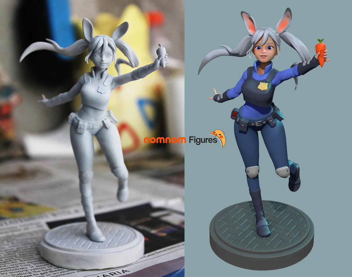 Judy Hopps - Zootopia | Fan Art | 3D Printed Resin Model Garage Kit | *Un-Painted* | Nomnom 5