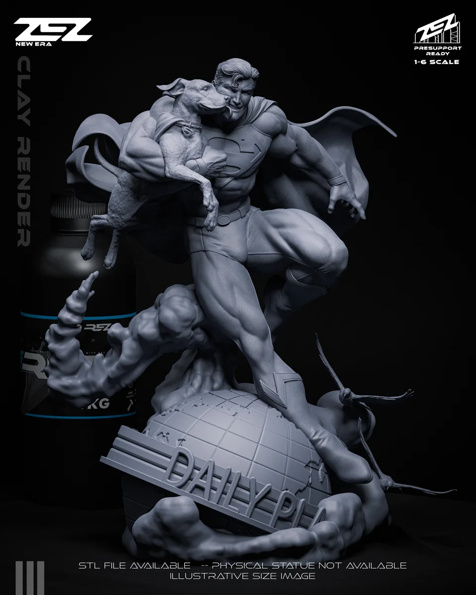 Superman & Krypto | Fan Art | 3D Printed Resin Model Garage Kit | *Un-Painted* | ZEZ Studio 10