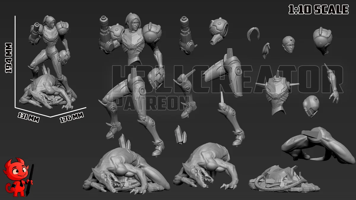 Samus Aran | Fan Art | 3D Printed Resin Model Garage Kit | *Un-Painted* | H3LL Creator 13