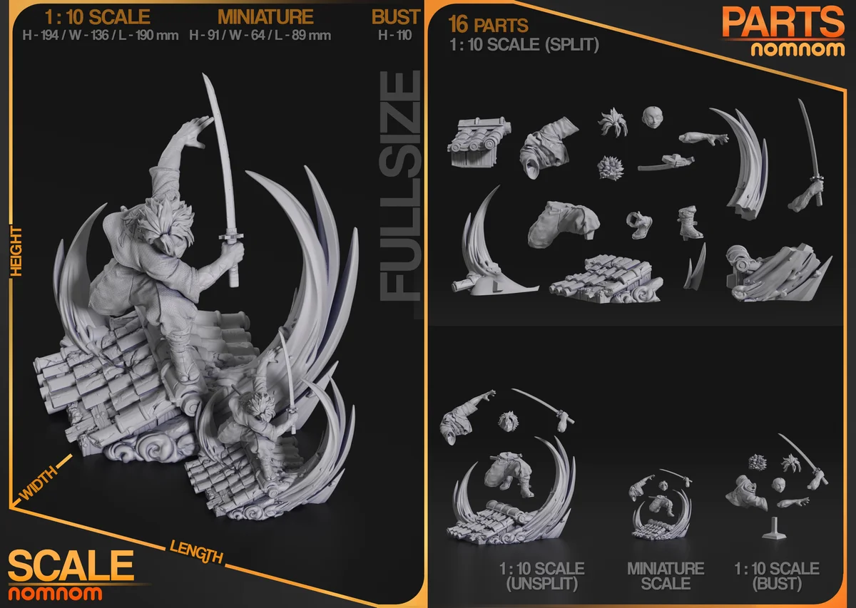 Sanemi | Fan Art | 3D Printed Resin Model Garage Kit | *Un-Painted* | Nomnom 7