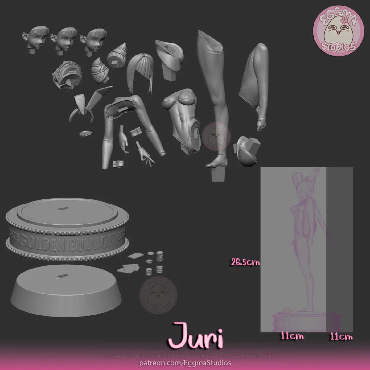 Juri | Fan Art | 3D Printed Resin Model Garage Kit | *Un-Painted* | EggmaStudios 21