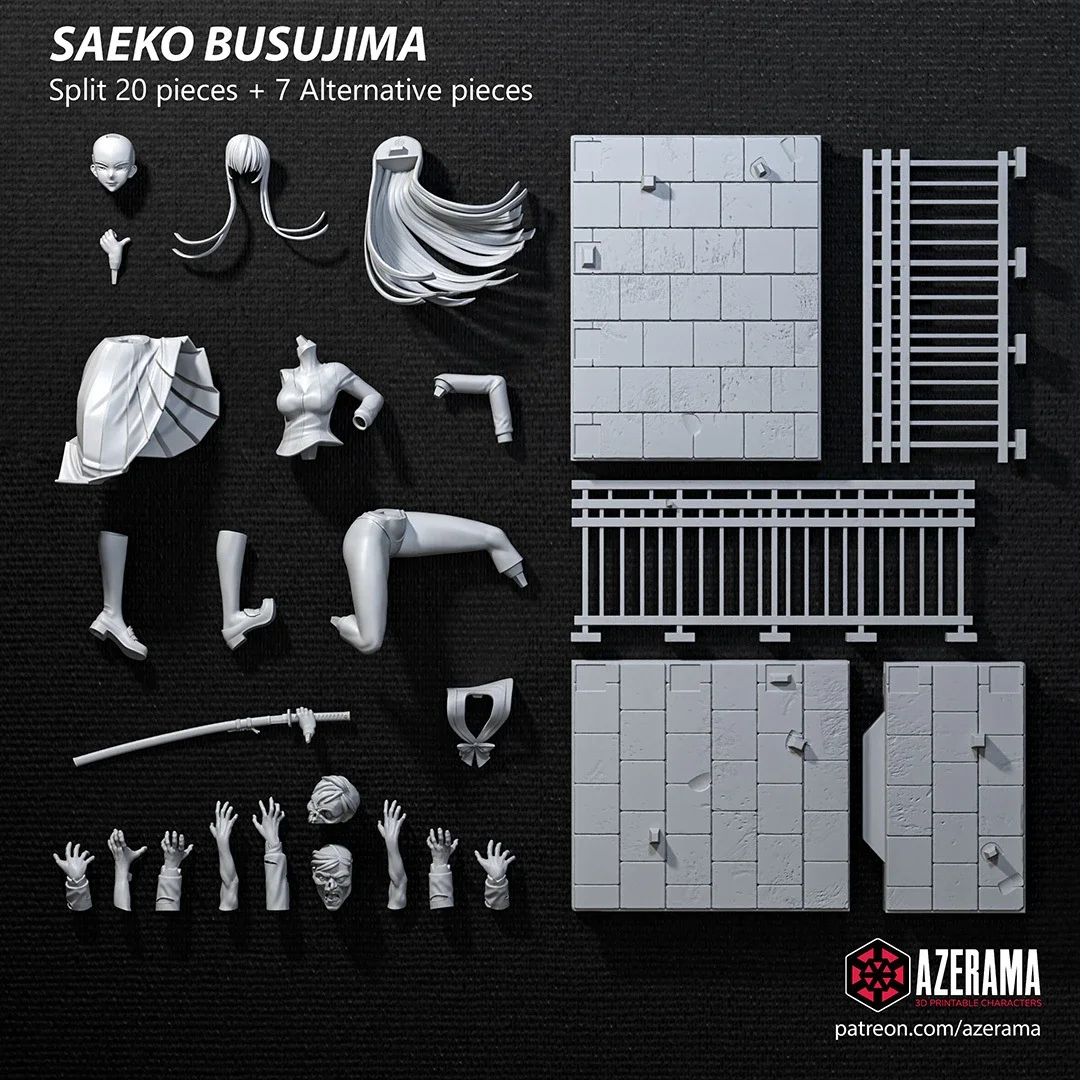 Saeko | Fan Art | 3D Printed Resin Model Garage Kit | *Un-Painted* | Azerama 3