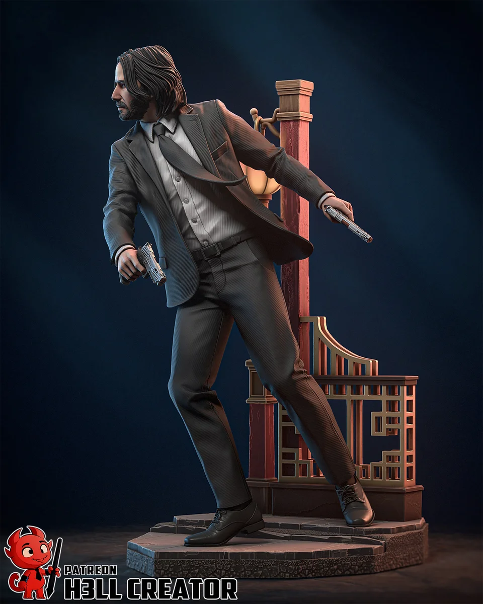 John Wick | Fan Art | 3D Printed Resin Model Garage Kit | *Un-Painted* | H3LL Creator 6