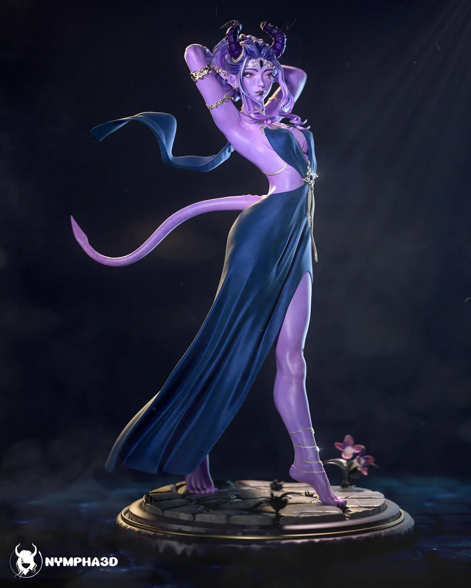 Tiefling Lady | Fan Art | 3D Printed Resin Model Garage Kit | *Un-Painted* | Nympha3D 4