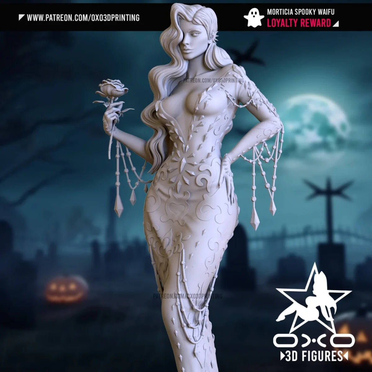 Morticia | Fan Art | 3D Printed Resin Model Garage Kit | *Un-Painted* | OXO3D 5