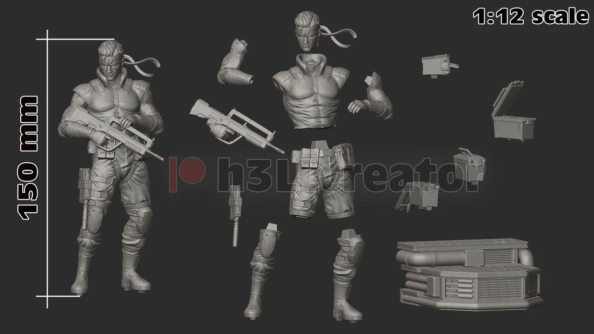 Solid Snake | Fan Art | 3D Printed Resin Model Garage Kit | *Un-Painted* | H3LL Creator 10
