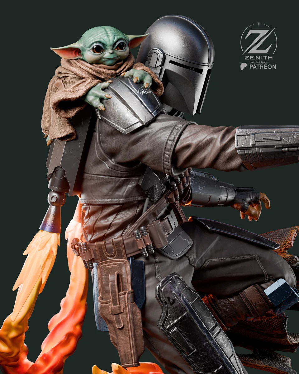 Mandalorian & Grogu | Fan Art | 3D Printed Resin Model Garage Kit | *Un-Painted* | Zenith Studios 4
