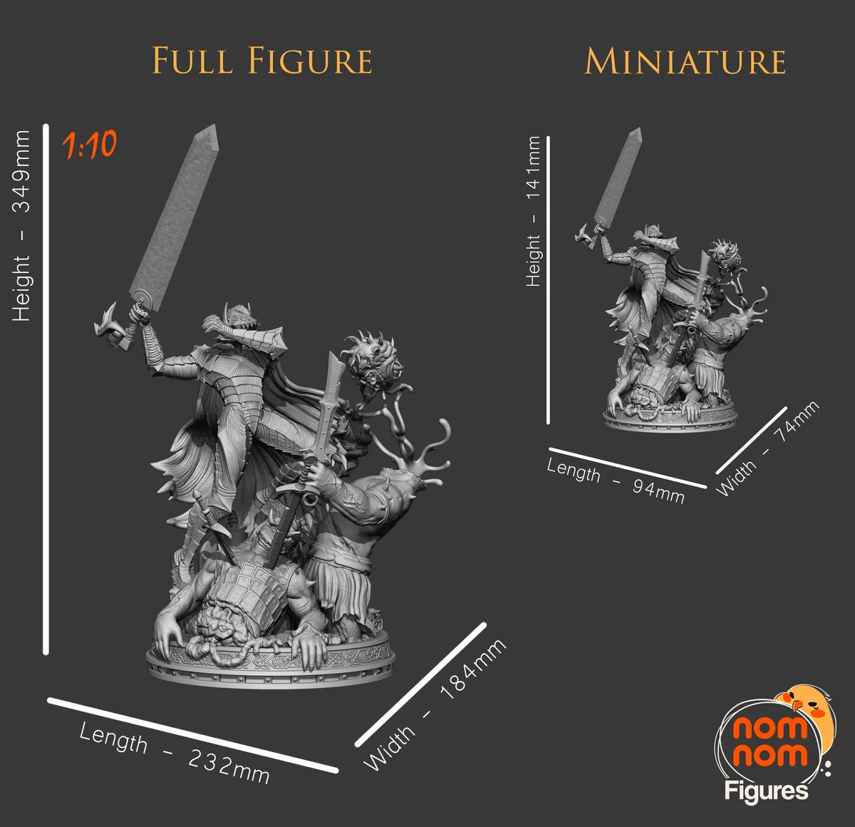 Guts v01 | Fan Art | 3D Printed Resin Model Garage Kit | *Un-Painted* | Nomnom 4