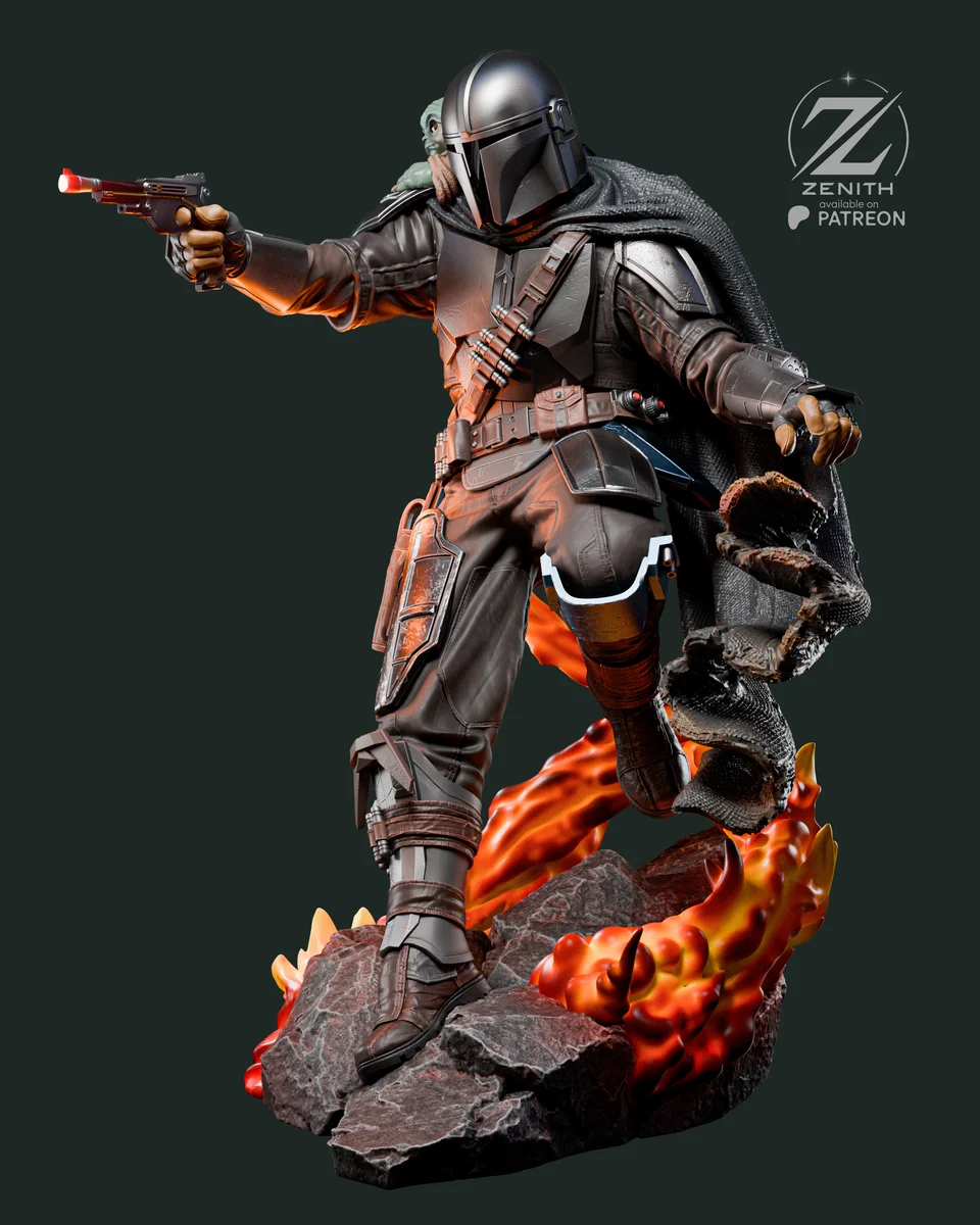 Mandalorian & Grogu | Fan Art | 3D Printed Resin Model Garage Kit | *Un-Painted* | Zenith Studios 7