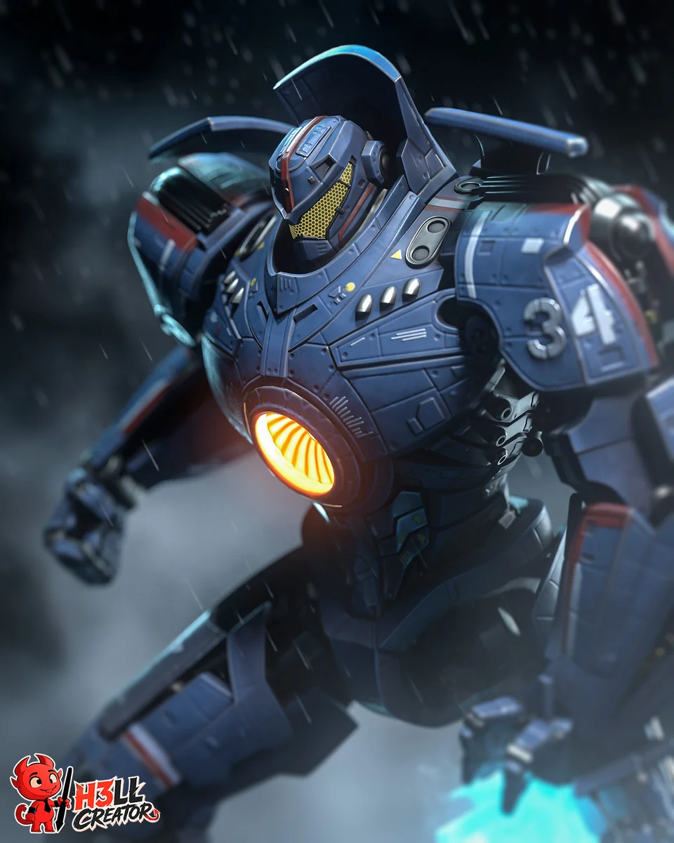 Gipsy Danger | Fan Art | 3D Printed Resin Model Garage Kit | *Un-Painted* | H3LL Creator 3