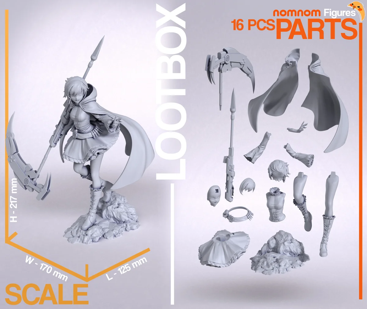 Ruby Rose | Fan Art | 3D Printed Resin Model Garage Kit | *Un-Painted* | Nomnom 10