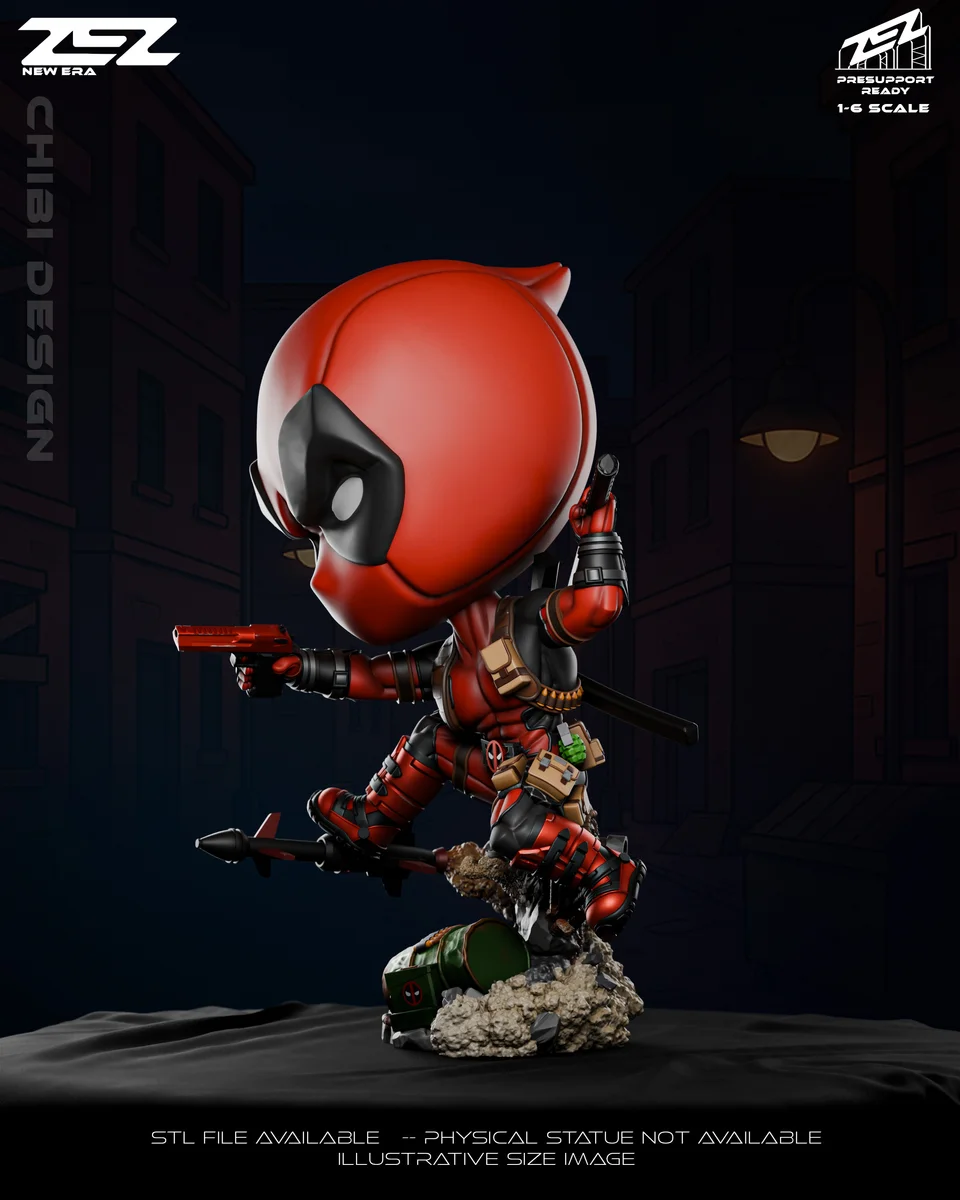 Chibi Deadpool | Fan Art | 3D Printed Resin Model Garage Kit | *Un-Painted* | ZEZ Studio 3