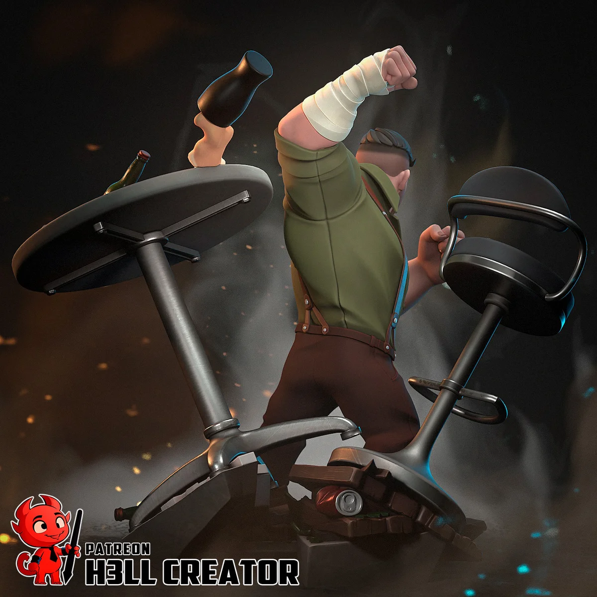 Punch Up | Fan Art | 3D Printed Resin Model Garage Kit | *Un-Painted* | H3LL Creator 11