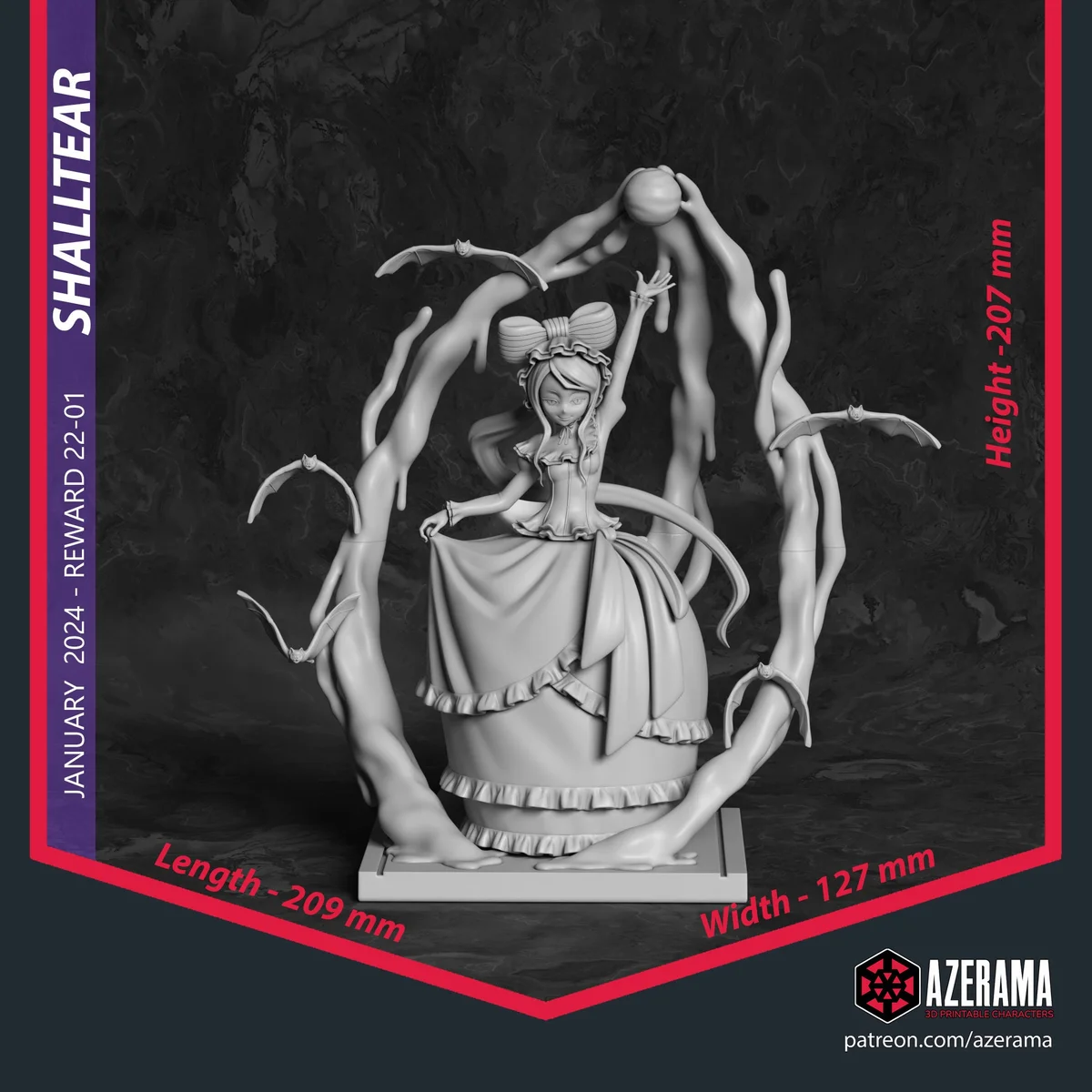 Vampire Girl | Fan Art | 3D Printed Resin Model Garage Kit | *Un-Painted* | Azerama 6