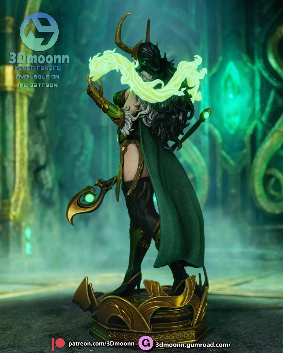 Lady Loki | Fan Art | 3D Printed Resin Model Garage Kit | *Un-Painted* | 3DMoonn 5