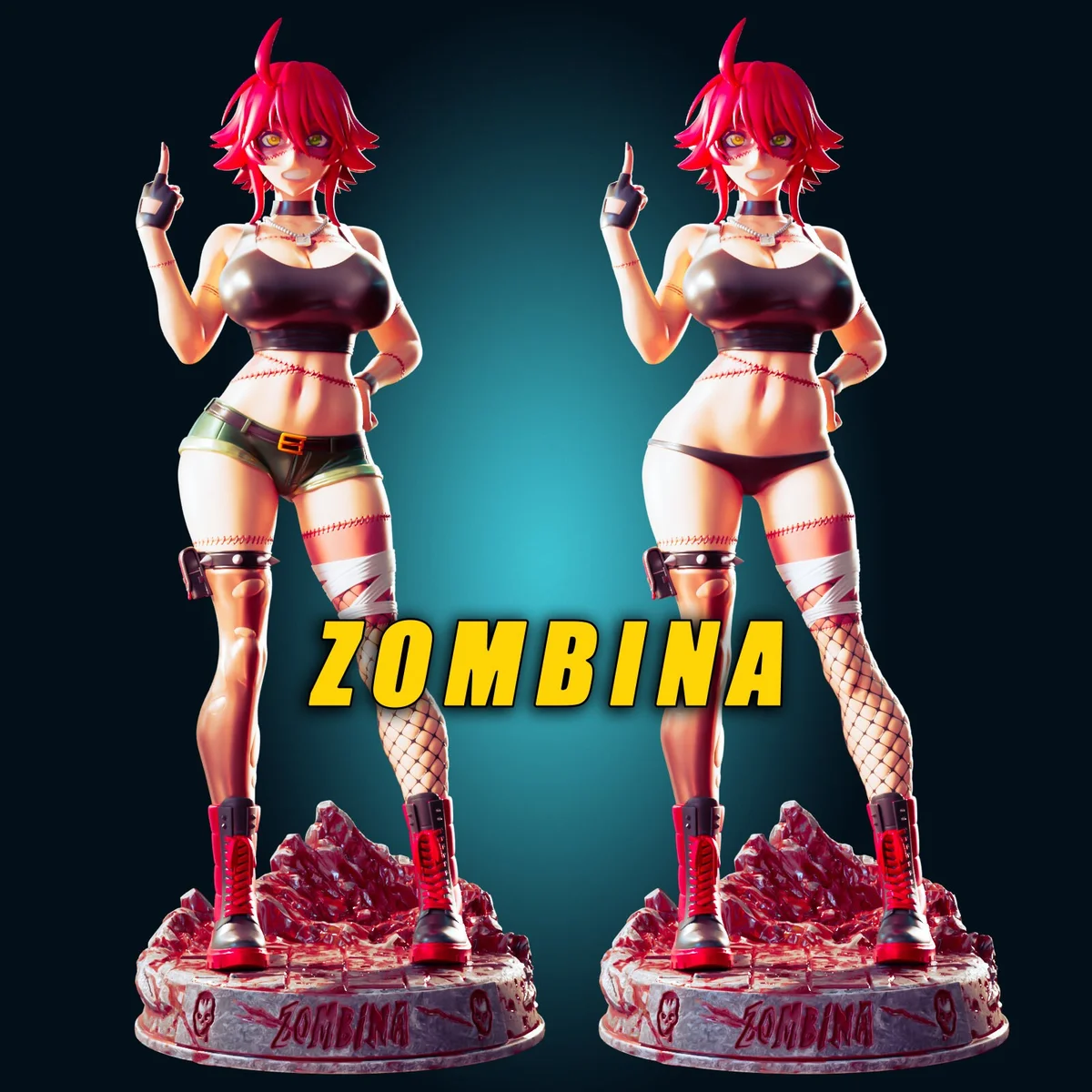 Zombie Girl | Fan Art | 3D Printed Resin Model Garage Kit | *Un-Painted* | Officer Rhu 2