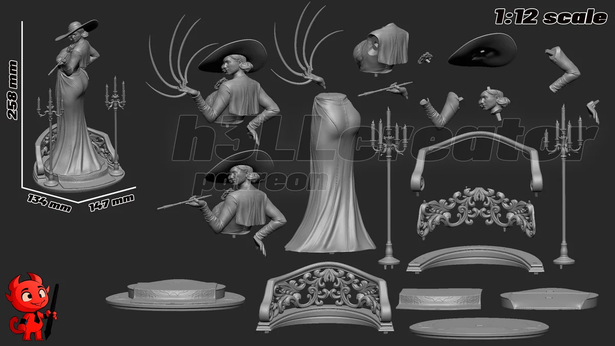 Lady Dimitrescu | Fan Art | 3D Printed Resin Model Garage Kit | *Un-Painted* | H3LL Creator 13