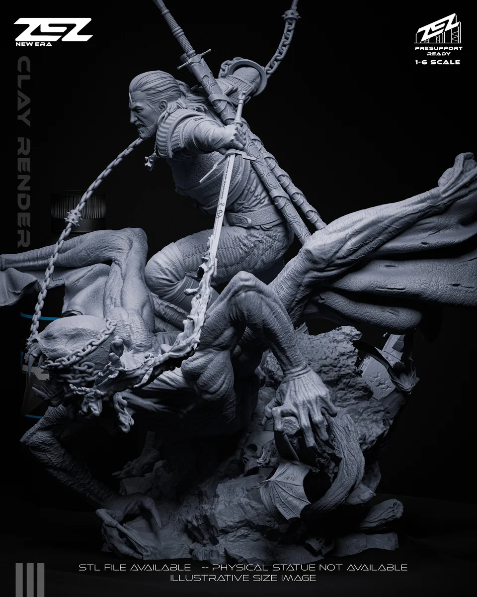 Geralt | Fan Art | 3D Printed Resin Model Garage Kit | *Un-Painted* | ZEZ Studio 16