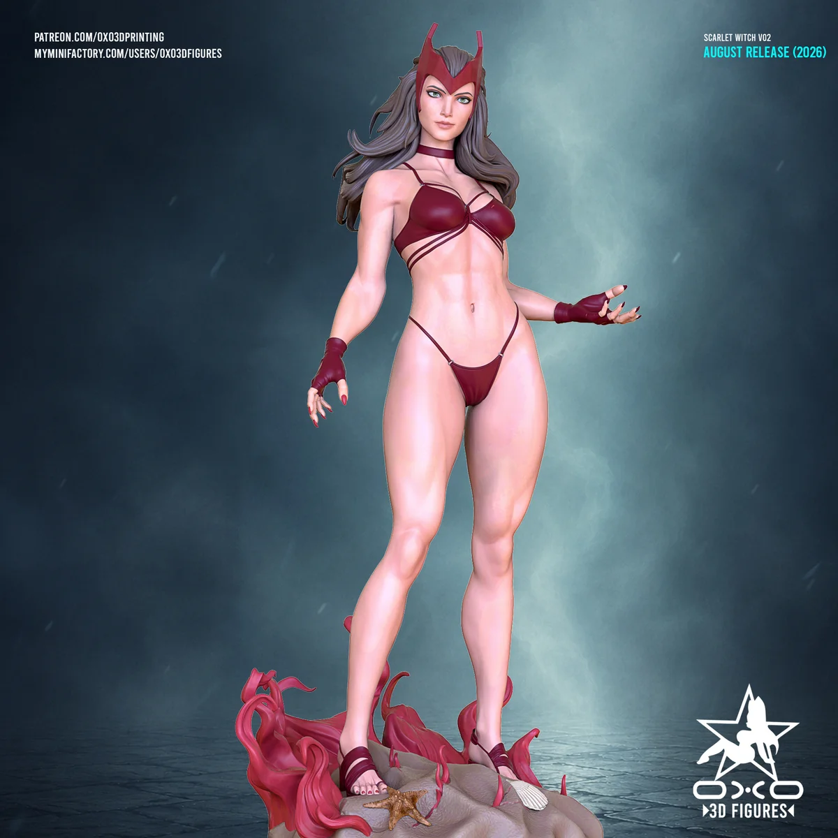 Scarlet Witch – v2 Summer Skin | Fan Art | 3D Printed Resin Model Garage Kit | *Un-Painted* | OXO3D 3