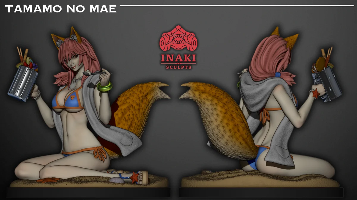 Tamamo No Mae | Fan Art | 3D Printed Resin Model Garage Kit | *Un-Painted* | Inaki Sculpts 5