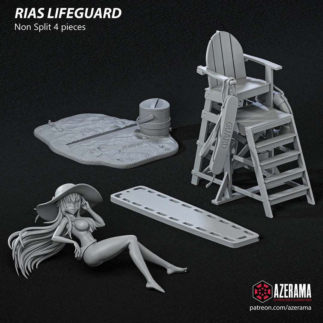 Rias Lifeguard | Fan Art | 3D Printed Resin Model Garage Kit | *Un-Painted* | Azerama 4