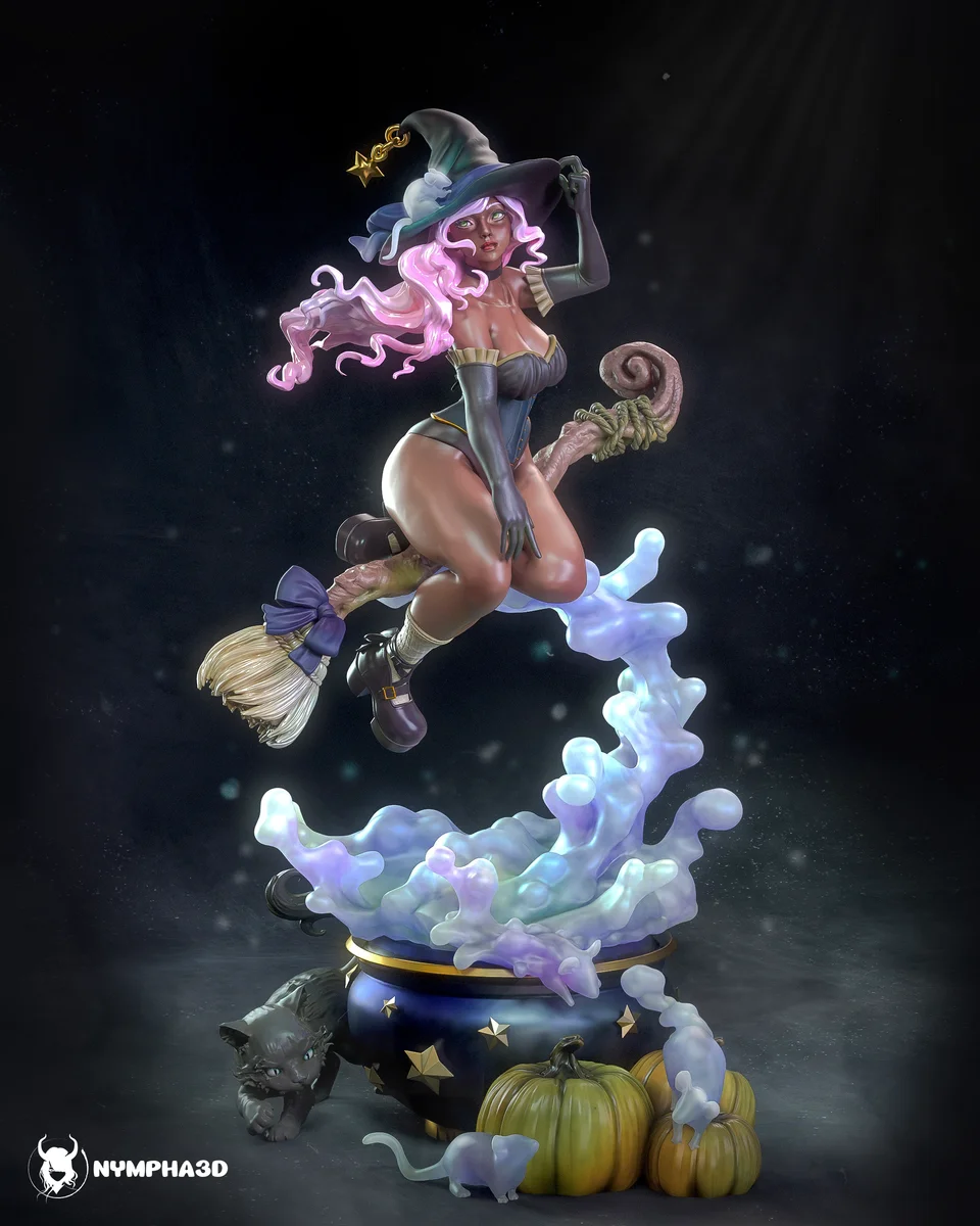 Halloween Witch | Fan Art | 3D Printed Resin Model Garage Kit | *Un-Painted* | Nympha3D 4