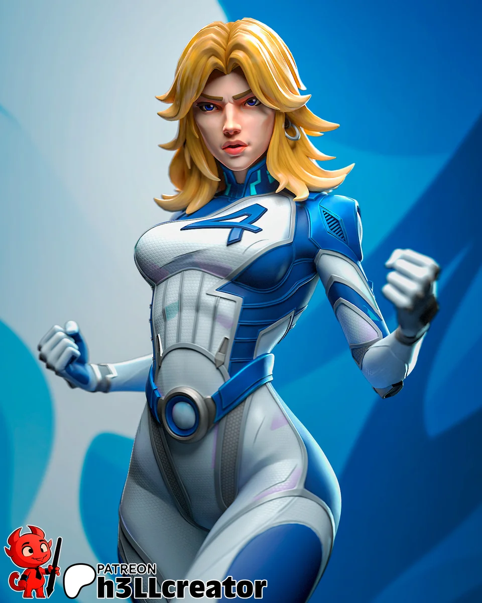 Invisible Woman | Fan Art | 3D Printed Resin Model Garage Kit | *Un-Painted* | H3LL Creator