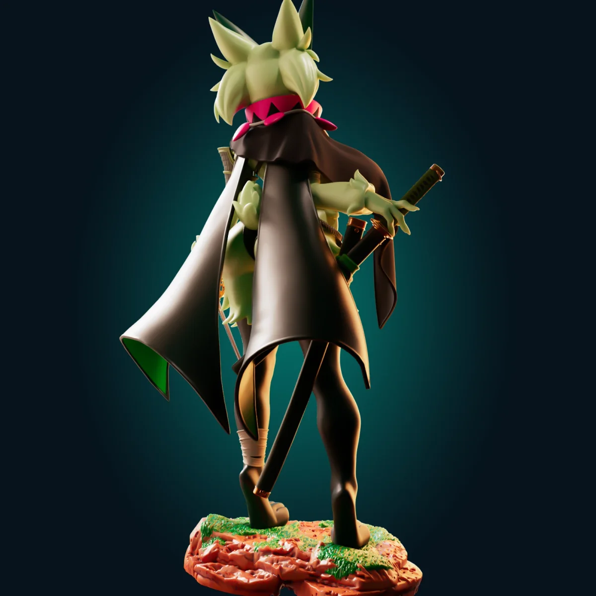 Samurai Meowscarada | Fan Art | 3D Printed Resin Model Garage Kit | *Un-Painted* | Officer Rhu 2