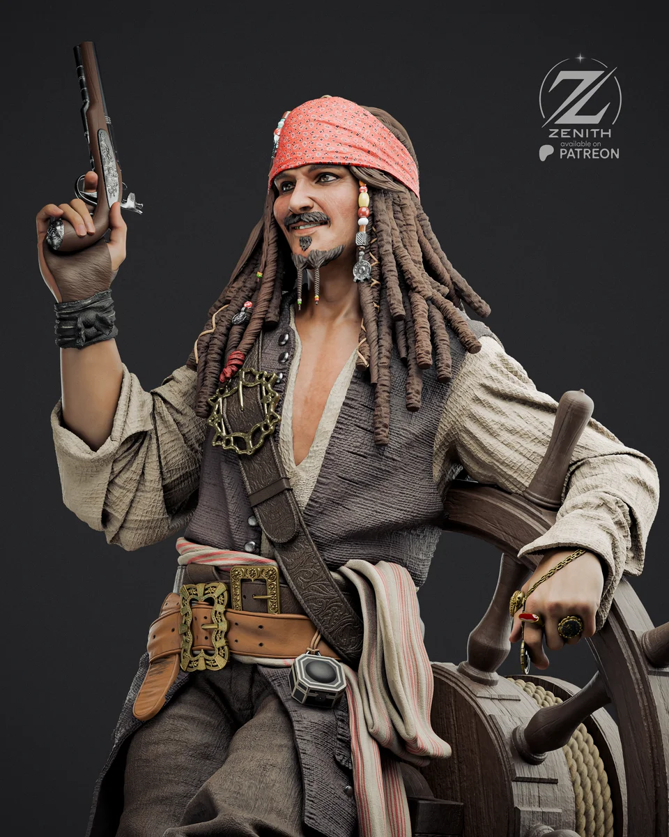 Jack Sparrow | Fan Art | 3D Printed Resin Model Garage Kit | *Un-Painted* | Zenith Studios 7